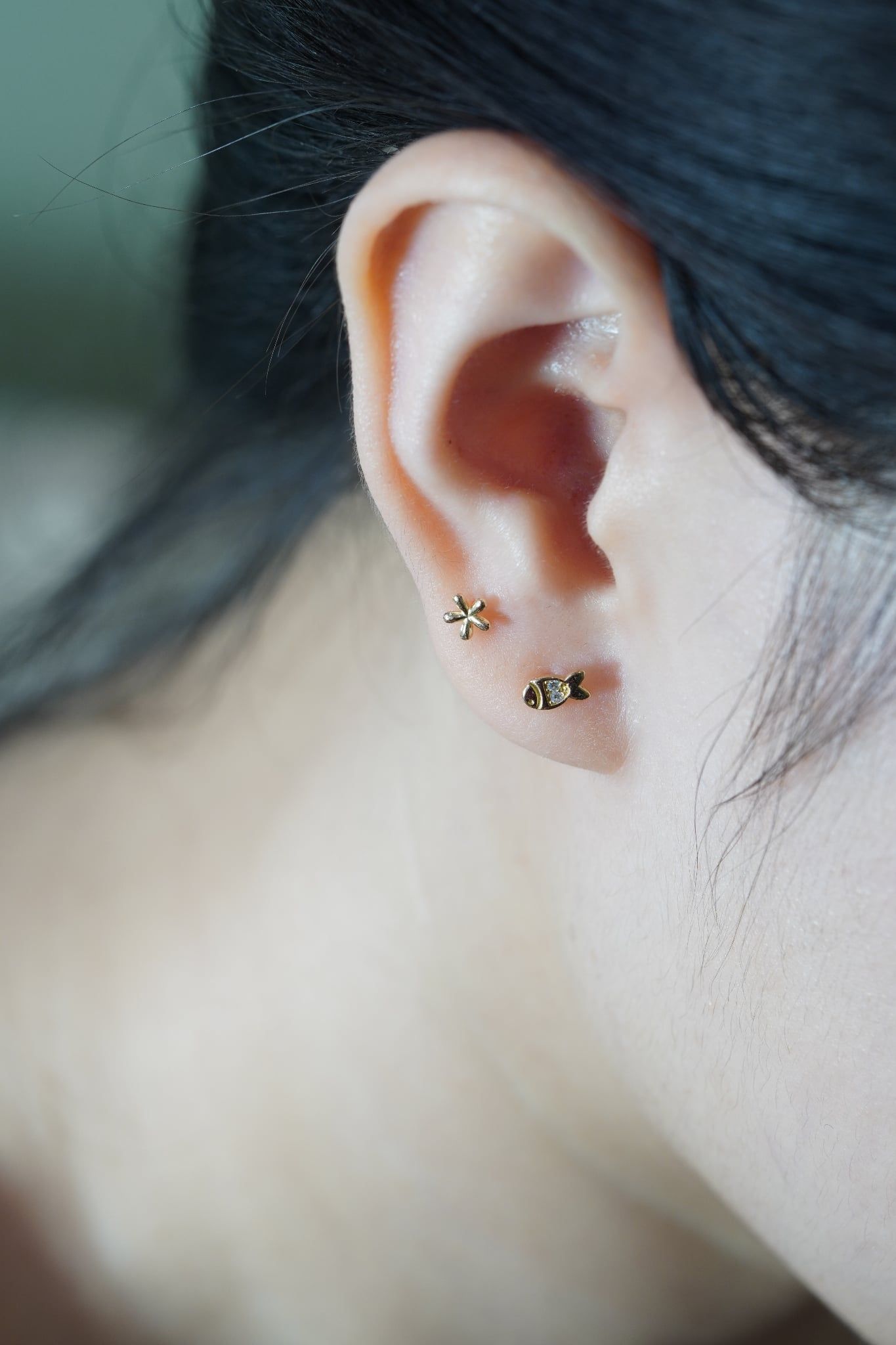 Hoa tai vàng 14k cá đá (ER-GLD-124)