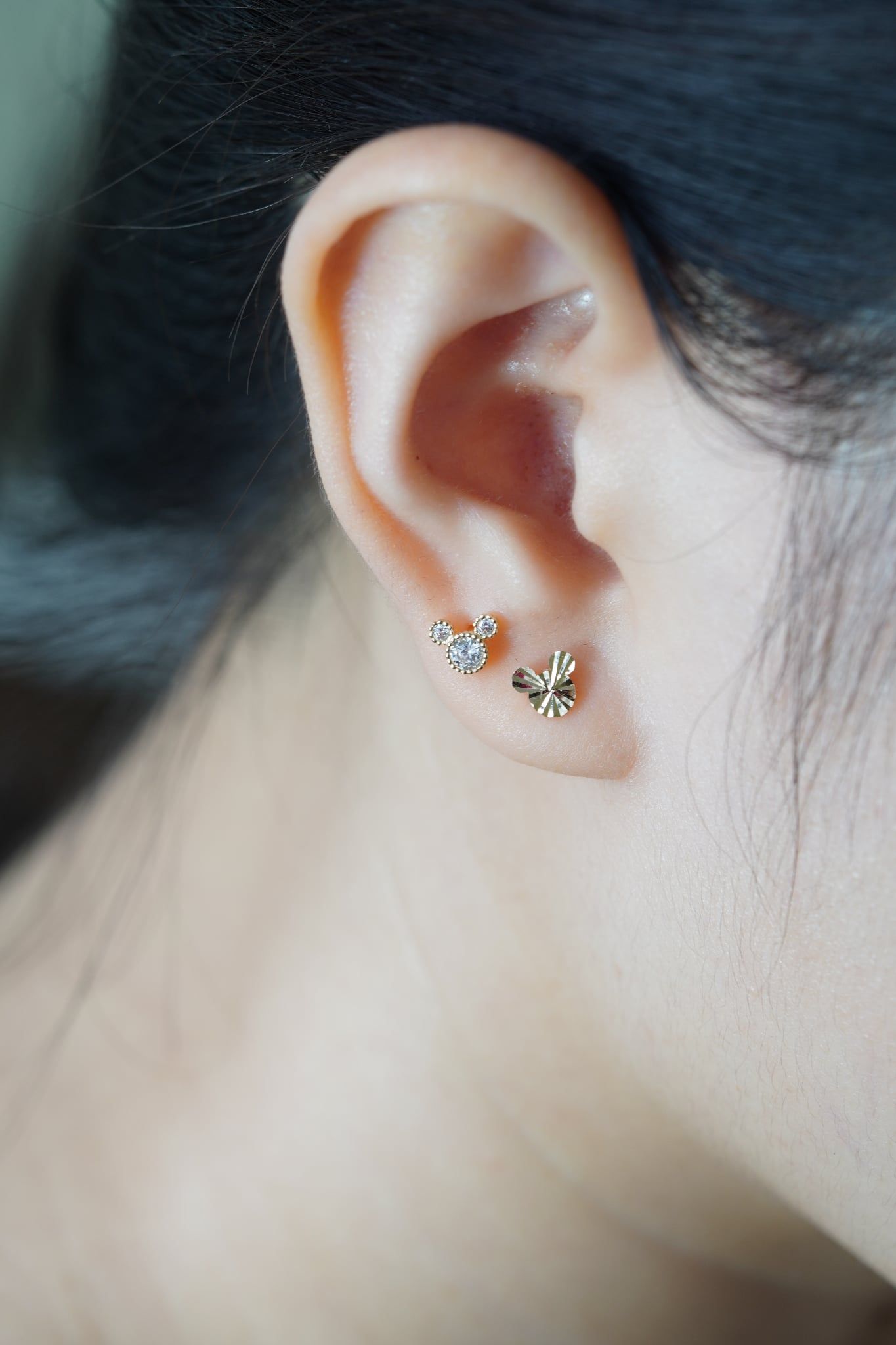 Hoa tai vàng 14k gấu cutting (ER-GLD-129)