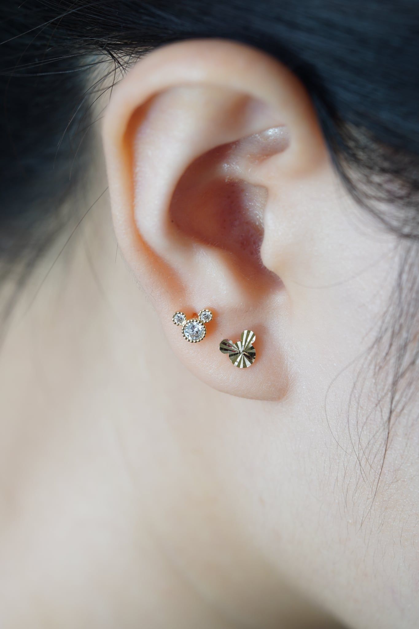 Hoa tai vàng 14k gấu cutting (ER-GLD-129)