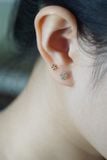 Hoa tai vàng 14K 4  lá đá ecz ( ER-GLD-133)