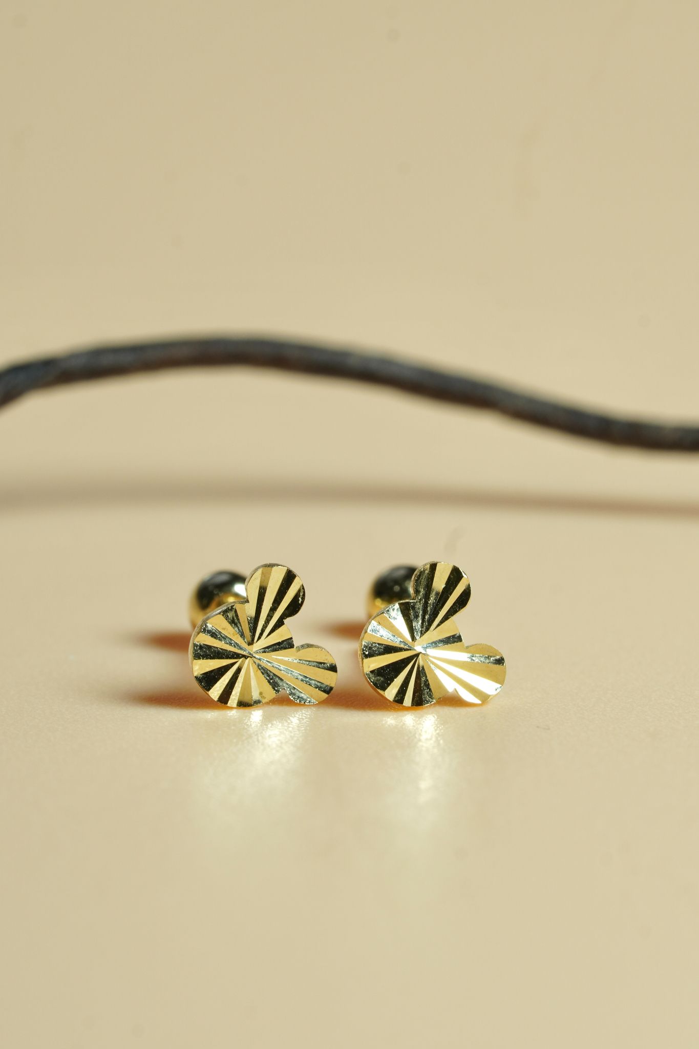 Hoa tai vàng 14k gấu cutting (ER-GLD-129)