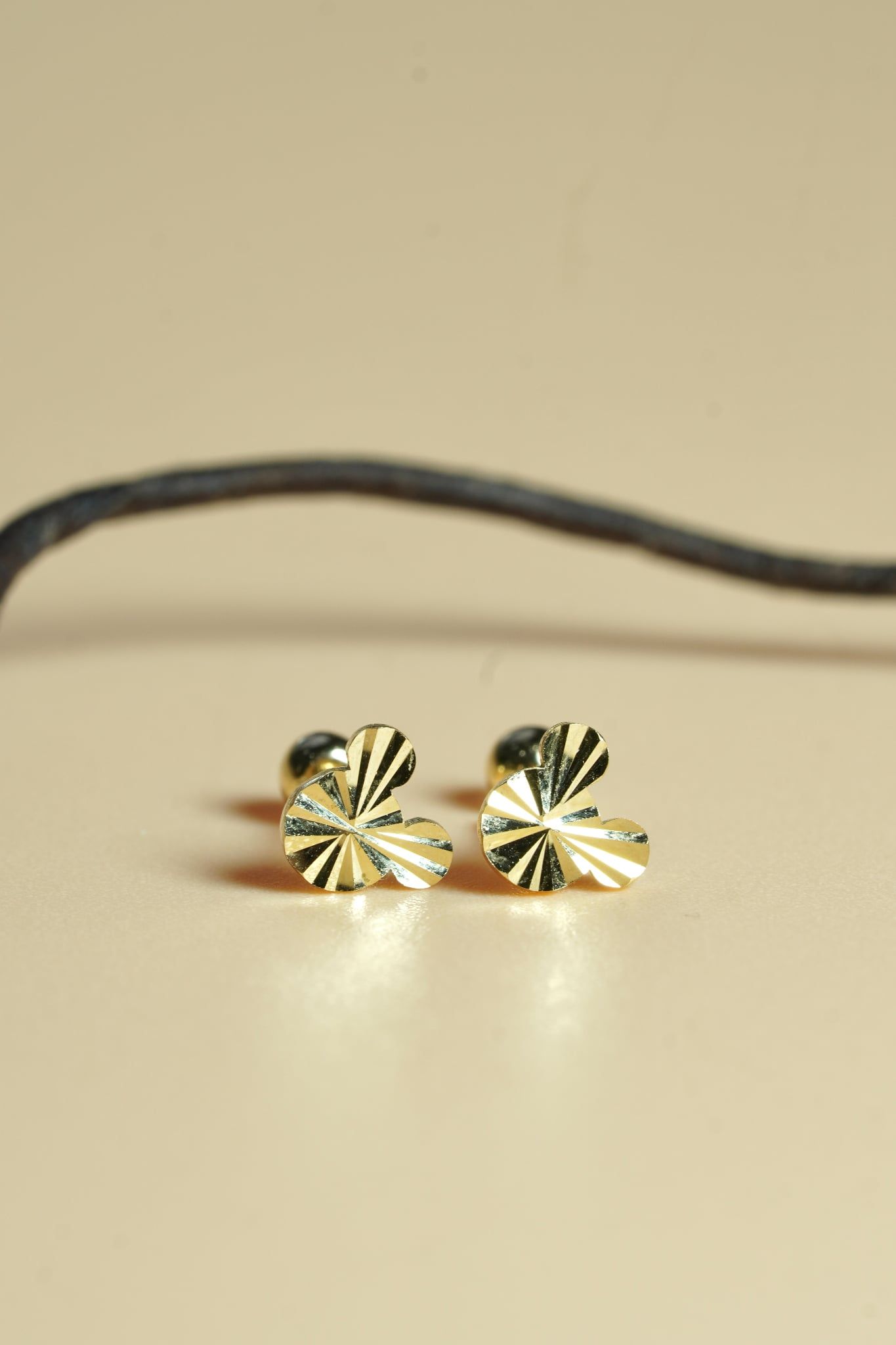 Hoa tai vàng 14k gấu cutting (ER-GLD-129)