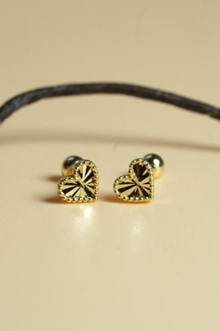  Hoa tai vàng 14k tim bi cutting ( ER-GLD- 128) 