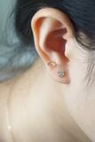 Hoa tai vàng 14K 4  lá đá ecz ( ER-GLD-133)