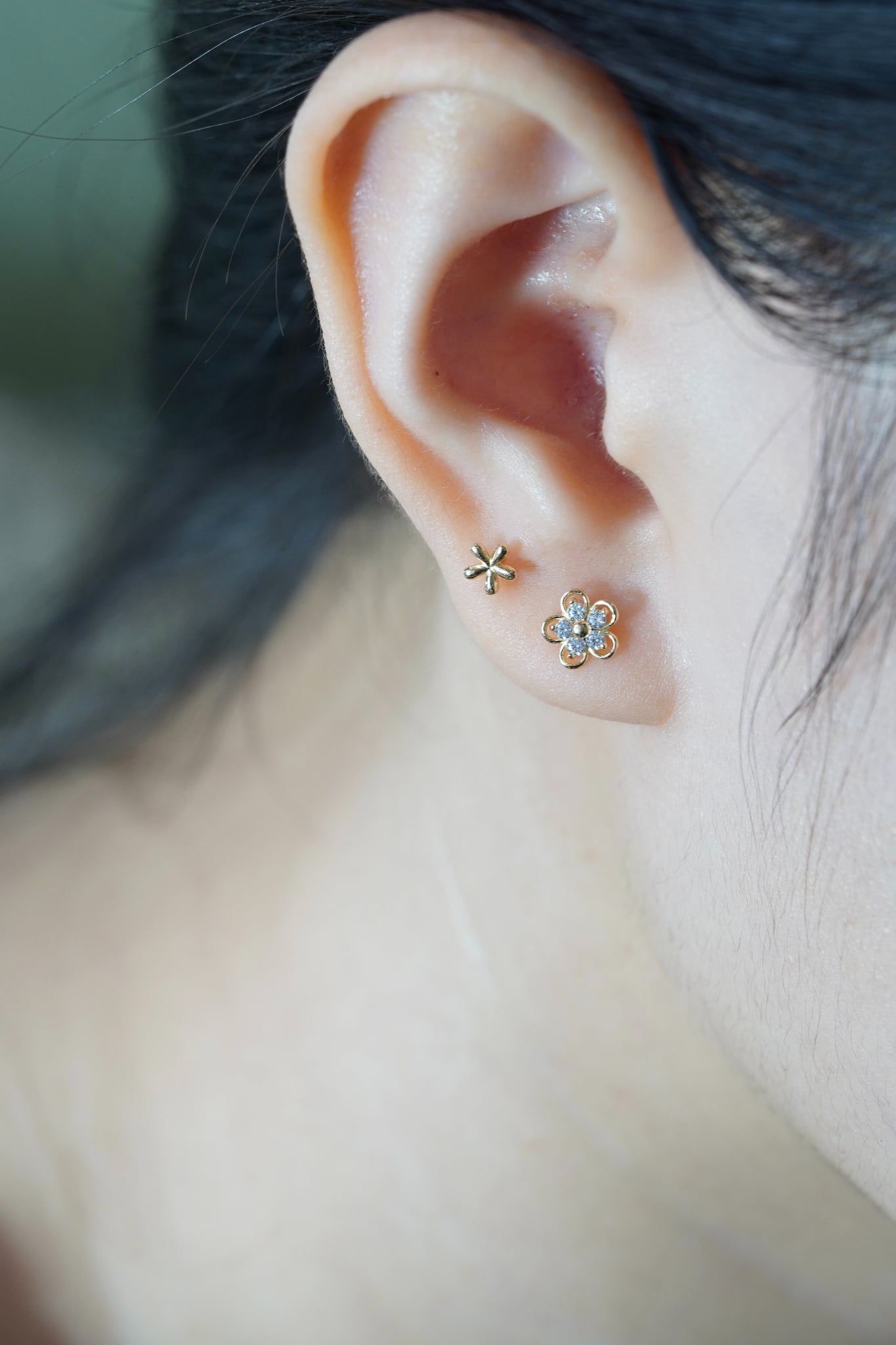 Hoa tai vàng 14K hoa xinh (ER-GLD-055)
