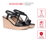 giày Sandal Nữ Đế Xuồng Pu Siêu Nhẹ Cao 9cm Hanatabi Quai Ngang Hậu Thun (35-39) Mã HNSDX9F838