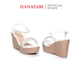 Giày Sandal Nữ Đế PU Siêu Nhẹ Cao 9cm Hanatabi Quai Ngang Hậu Thun (35-39) Mã HNSD9F1188
