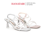 Giày Sandal Nữ Cao Gót 7cm Hanatabi Quai Chéo Đính Đá Hậu Thun Bigsize (35-41) Mã HNSDT7F1243
