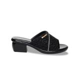 Dép Nữ Đế PU Đen Siêu Nhẹ Cao 5cm Hanatabi Quai Lưới Nhũ Đính Đá Bigsize (36-41) Mã HNDE5F1227