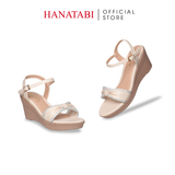 Giày Sandal Nữ Đế PU Siêu Nhẹ Cao 7cm Hanatabi Quai Ngang Nơ Đính Đá Hậu C (35-39) Mã HNSDX7F1268