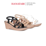 Giày Sandal Nữ Đế Xuồng PU Siêu Nhẹ Cao 7cm Hanatabi Quai Chéo Hậu Thun (35-39) Mã HNSDX7F1240