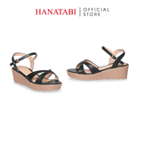 Giày Sandal Nữ Đế Xuồng PU Siêu Nhẹ Cao 5cm Hanatabi Quai Chéo Hậu C (35-40) Mã HNSD5F1270