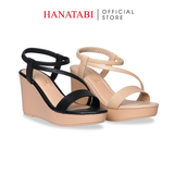 Giày Sandal Nữ Đế PU Siêu Nhẹ Cao 9cm Hanatabi Quai Chéo Hậu Thun (35-39) Mã HNSDX9F1257