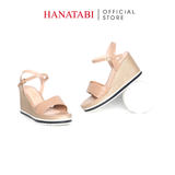 Giày Sandal Nữ Đế Xuồng PU Siêu Nhẹ Cao 8cm Hanatabi Quai 2 Xếp Hậu C (35-39) Mã HNSDX8F1220