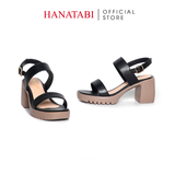Giày Sandal Nữ Đế PU Siêu Nhẹ Cao 7cm Hanatabi Quai Ngang Hậu Khóa Sau (35-39) Mã HNSDG7F1200