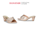 dép nữ cao gót 5cm Hanatabi quai ngang đính đá đế TA cao cấp bigsize (35-41) mã HNDE5F1098