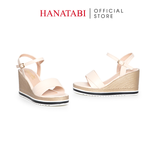 Giày Sandal Nữ Đế Xuồng PU Siêu Nhẹ Cao 8cm Hanatabi Quai 1 Xếp Hậu C (35-39) Mã HNSDX8F1219