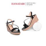 Giày Sandal Nữ Đế Xuồng PU Siêu Nhẹ Cao 7cm Hanatabi Quai Ngang Hậu C (35-39) Mã HNSD7F1190