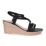 Giày Sandal Nữ Đế Xuồng PU Siêu Nhẹ Cao 7cm Hanatabi Quai Chéo Hậu Thun (35-39) Mã HNSDX7F1241