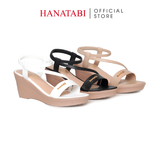 Giày Sandal Nữ Đế Xuồng PU Siêu Nhẹ Cao 7cm Hanatabi Quai Ngang Hậu Thun (35-39) Mã HNSDX7F1242