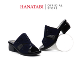 Dép Nữ Đế PU Đen Siêu Nhẹ Cao 5cm Hanatabi Quai Lưới Đính Đá Bigsize (36-41) Mã HNDE5F1167