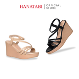 Giày Sandal Nữ Đế Xuồng Pu Siêu Nhẹ Cao 9cm Hanatabi Quai Ngang Hậu Thun (35-39) Mã HNSDX9F1259