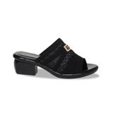 Dép Nữ Đế PU Đen Siêu Nhẹ Cao 5cm Hanatabi Quai Lưới Khóa Đính Đá Bigsize (36-41) Mã HNDE5F1226