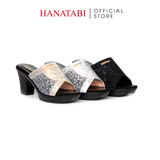 Dép Nữ Đế PU Đen Siêu Nhẹ Cao 7cm Hanatabi Quai Lưới Nhũ Bigsize (36-41) Mã HNDE7F1231