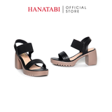 Giày Sandal Nữ Đế Xuồng PU Siêu Nhẹ Cao 7cm Hanatabi Quai Ngang Hậu Thun (35-39) Mã HNSDG7F1218