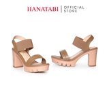 Giày Sandal Nữ Đế PU Siêu Nhẹ Cao 9cm Hanatabi Quai Ngang Hậu Thun (35-39) Mã HNSDG9F1253