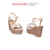 Giày Sandal Nữ Đế PU Siêu Nhẹ Cao 9cm Hanatabi Quai Ngang Nơ Đính Đá Hậu C (35-39) Mã HNSDX9F1271