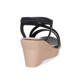 Giày Sandal Nữ Đế Xuồng PU Siêu Nhẹ Cao 7cm Hanatabi Quai Chéo Hậu Thun (35-39) Mã HNSDX7F1241