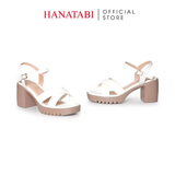 Giày Sandal Nữ Đế PU Siêu Nhẹ Cao 7cm Hanatabi Quai Chéo Hậu C (35-39) Mã HNSDG7F1254