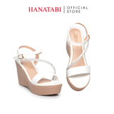Giày Sandal Nữ Đế Xuồng PU Siêu Nhẹ Cao 9cm Hanatabi Quai Ngang Hậu C (35-39) Mã HNSD9F1187
