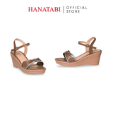 Giày Sandal Nữ Đế PU Siêu Nhẹ Cao 7cm Hanatabi Quai Ngang Nơ Đính Đá Hậu C (35-39) Mã HNSDX7F1268