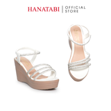 Giày Sandal Nữ Đế PU Siêu Nhẹ Cao 9cm Hanatabi Quai Ngang Hậu Thun (35-39) Mã HNSD9F1186