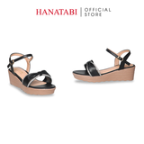 Giày Sandal Nữ Đế PU Siêu Nhẹ Cao 5cm Hanatabi Quai Ngang Nơ Đính Đá Hậu C (35-40) Mã HNSD5F1267