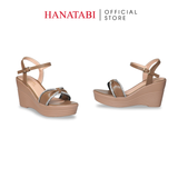 Giày Sandal Nữ Đế PU Siêu Nhẹ Cao 9cm Hanatabi Quai Ngang Nơ Đính Đá Hậu C (35-39) Mã HNSDX9F1271
