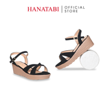 Giày Sandal Nữ Đế Xuồng PU Siêu Nhẹ Cao 5cm Hanatabi Quai Chéo Hậu C (35-40) Mã HNSD5F1270