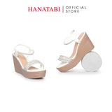 Giày Sandal Nữ Đế PU Siêu Nhẹ Cao 9cm Hanatabi Quai Ngang Hậu Thun (35-39) Mã HNSD9F1188