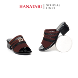 Dép Nữ Đế PU Đen Siêu Nhẹ Cao 5cm Hanatabi Quai Lưới Khóa Đính Đá Bigsize (36-41) Mã HNDE5F1226