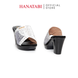 Dép Nữ Đế PU Đen Siêu Nhẹ Cao 7cm Hanatabi Quai Lưới Nhũ Bigsize (36-41) Mã HNDE7F1231