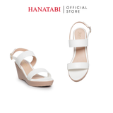 Giày Sandal Nữ Đế Xuồng PU Siêu Nhẹ Cao 7cm Hanatabi Quai Ngang Hậu Khóa Sau (35-39) Mã HNSDX7F1191
