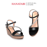 Giày Sandal Nữ Đế Xuồng PU Siêu Nhẹ Cao 7cm Hanatabi Quai Ngang Hậu C (35-39) Mã HNSD7F1190