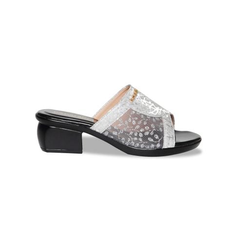 Dép Nữ Đế PU Đen Siêu Nhẹ Cao 5cm Hanatabi Quai Lưới Nhũ Bigsize (36-41) Mã HNDE5F1229