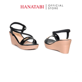 Giày Sandal Nữ Đế Xuồng PU Siêu Nhẹ Cao 7cm Hanatabi Quai Ngang Hậu Thun (35-39) Mã HNSDX7F1242