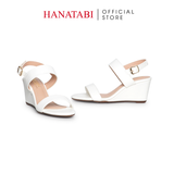 Giày Sandal Nữ Đế Xuồng Chống Trượt Cao 7cm Hanatabi Quai Ngang Hậu Khóa Sau (35-39) Mã HNSDX7F1198