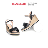 Giày Sandal Nữ Đế Xuồng PU Siêu Nhẹ Cao 8cm Hanatabi Quai 2 Xếp Hậu C (35-39) Mã HNSDX8F1220