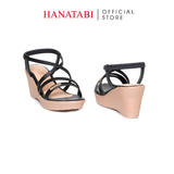 Giày Sandal Nữ Đế Xuồng PU Siêu Nhẹ Cao 7cm Hanatabi Quai Chéo Hậu Thun (35-39) Mã HNSDX7F1240