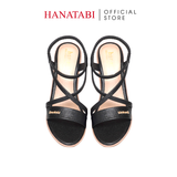 Giày Sandal Nữ Đế Xuồng PU Siêu Nhẹ Cao 7cm Hanatabi Quai Chéo Hậu Thun (35-39) Mã HNSDX7F1241